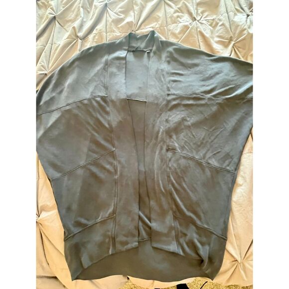 Athleta Dark Gray Black Cocoon Warp Open Front Cardigan Poncho Medium - Picture 5 of 10